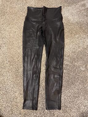 SPANX Faux Leather High-Waist Leggings - Black